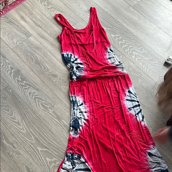 Red Tie-Dye Maxi Dress - Picture 8 of 9
